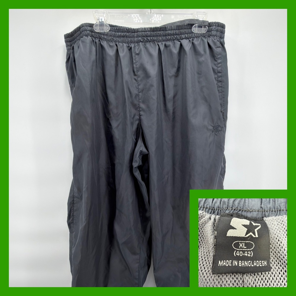 Starter Track Pants Mens XL Black Mesh Lined Windbreaker Athletic Gym Vtg 90s